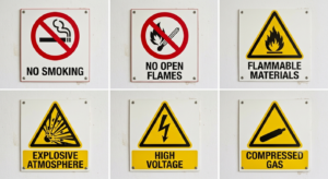 No Smoking Sign
No Open Flames Sign
Flammable Materials Warning Sign
Explosive Atmosphere Warning Sign
High Voltage Warning Sign
Compressed Gas Warning Sign