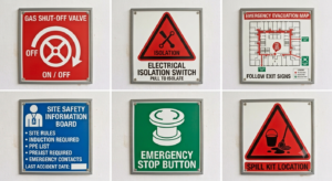 Gas Shut-Off Valve Sign
Electrical Isolation Switch Sign
Emergency Evacuation Map
Site Safety Information Board